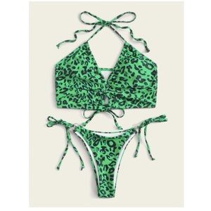 Green Leopard Print Bikini
